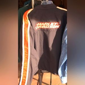 Harley Davidson Black and orange zip-up jacket